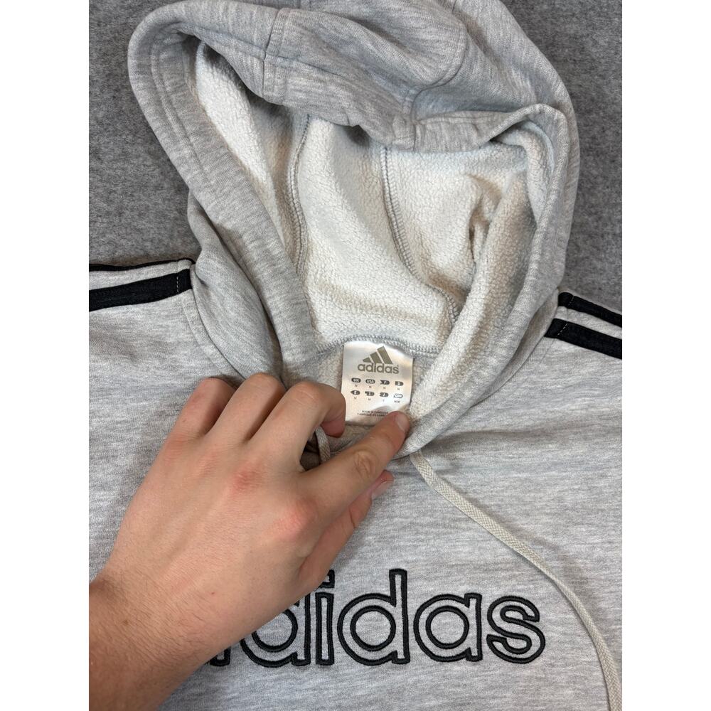 Adidas Hoodie Mens Medium Gray Pullover Sweatshirt Sports Performance Athleisure - Picture 3 of 4